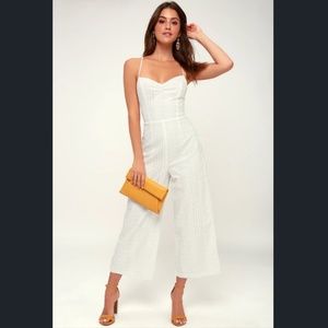 Leighton White Lace Lace-Up Culotte Jumpsuit